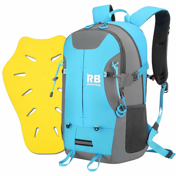 Riderbag Motorcycle Backpack Combo Hi Vis Blue 35L + Ce level 2 back ...